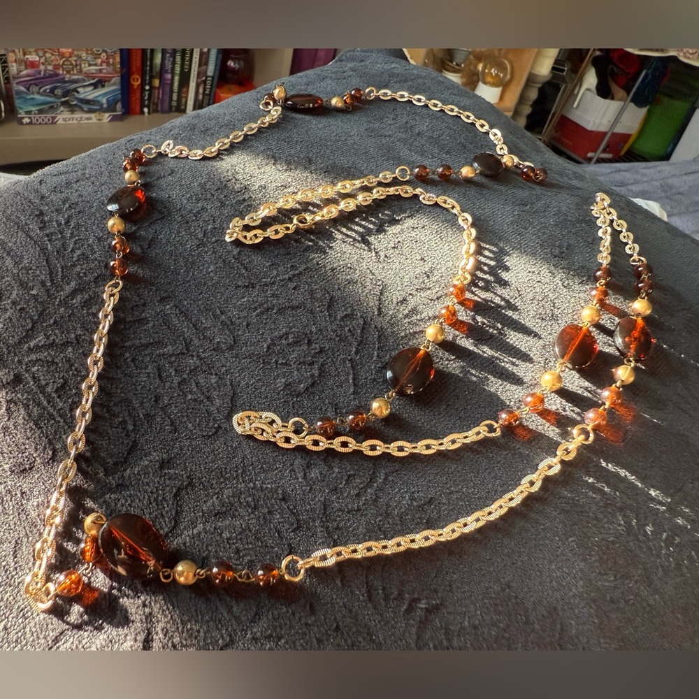 Brown and Gold Beaded Necklace